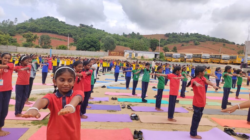 Yoga day at Jnanasagara School